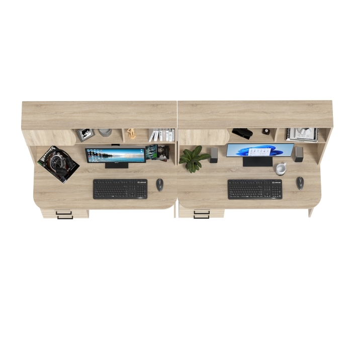 Два стола рабочих 6-0606дубсон Сигма, цвет дуб сонома, ШхГхВ 241х60,5х166 см., НЕ универсальная сборка