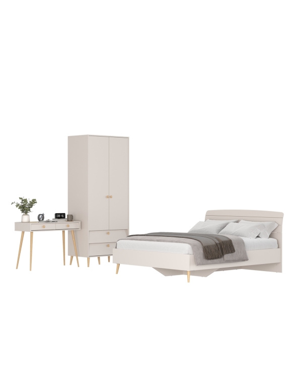 Афина Спальня 07-1600, цвет кашемир серый, сп.м. 1600х2000 мм., б/м, основание есть - фанера