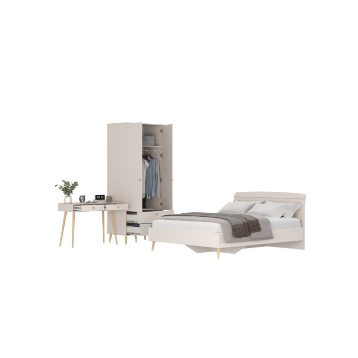 Афина Спальня 07-1600, цвет кашемир серый, сп.м. 1600х2000 мм., б/м, основание есть - фанера