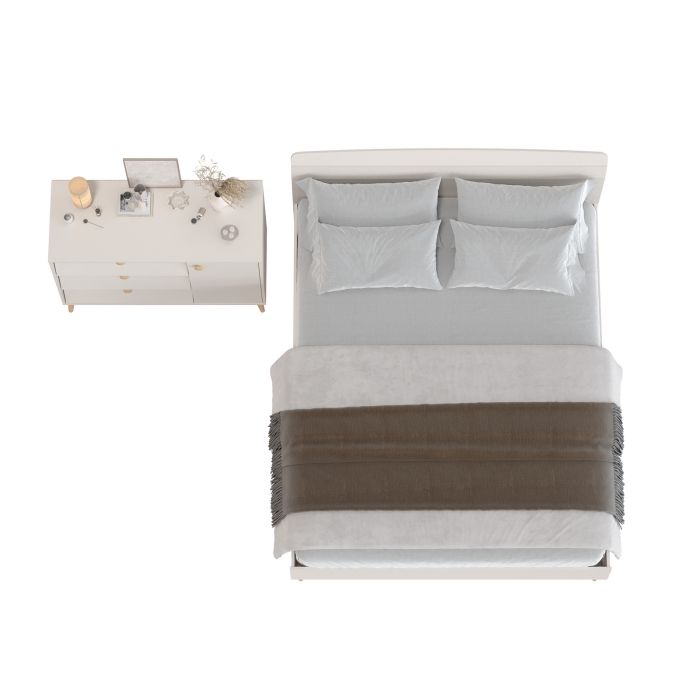 Афина Спальня Кровать 1600 + Комод, цвет кашемир серый, ШхГхВ 164,6х210,2х95,6 + 110х45,3х83 см., сп.м. 1600х2000 мм., б/м, основание есть