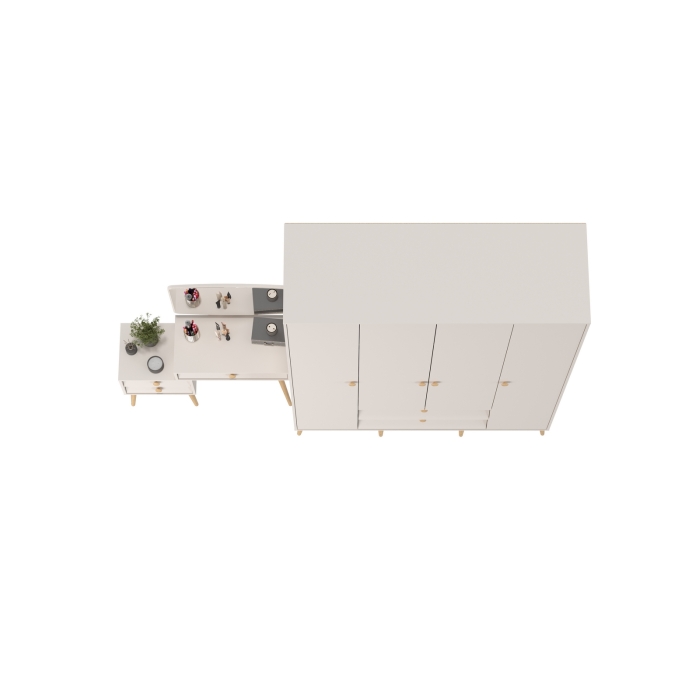 Афина Спальня Шкаф 4-х дверный + Трюмо, цвет кашемир серый, ШхГхВ 160х56,3х220 + 105х38,6х129 см., универсальная сборка