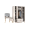 Афина Спальня Шкаф 4-х дверный + Трюмо, цвет кашемир серый, ШхГхВ 160х56,3х220 + 105х38,6х129 см., универсальная сборка