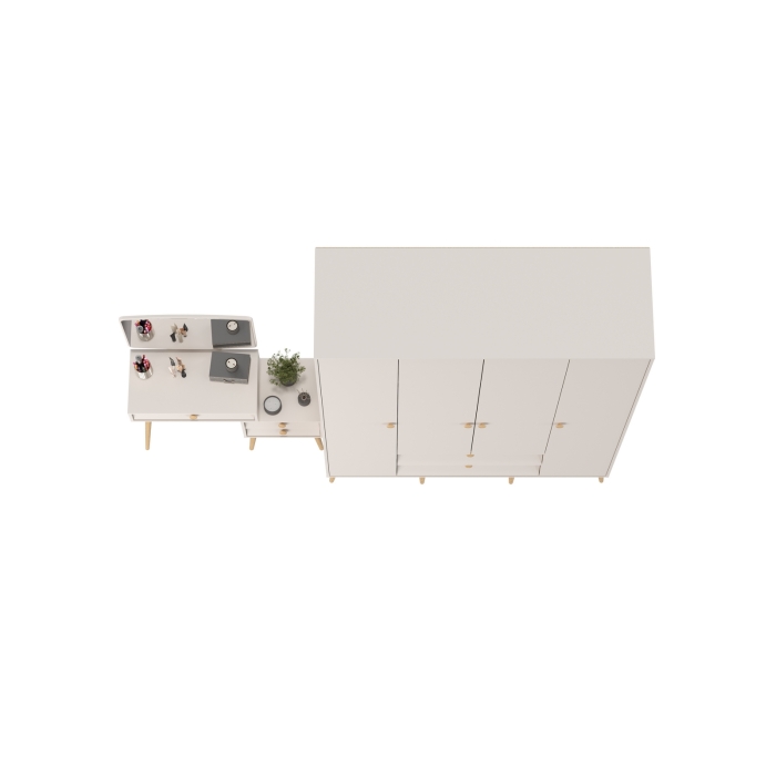 Афина Спальня Шкаф 4-х дверный + Трюмо, цвет кашемир серый, ШхГхВ 160х56,3х220 + 105х38,6х129 см., универсальная сборка