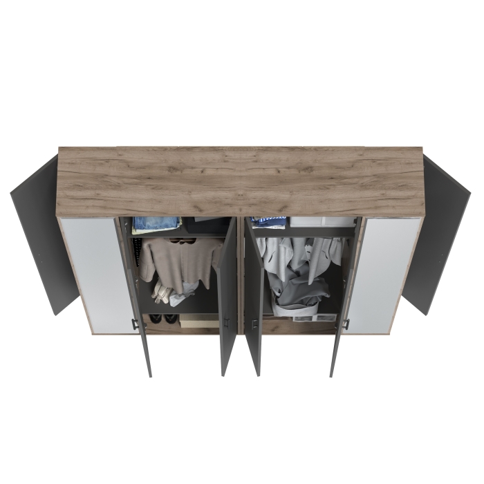 Две прихожих Домино-мини 2-3421дкт/граф, цвет дуб крафт табачный/графит, ШхГхВ 176х36х202 см.