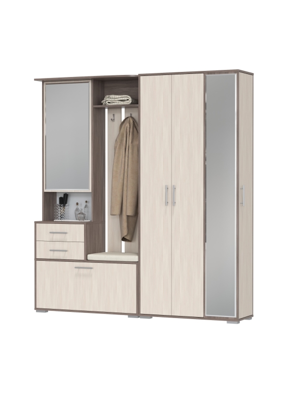 Прихожая Домино 5, цвет бодега тёмный/бодега светлый, ШхГхВ 188х36х202 см., универсальная сборка