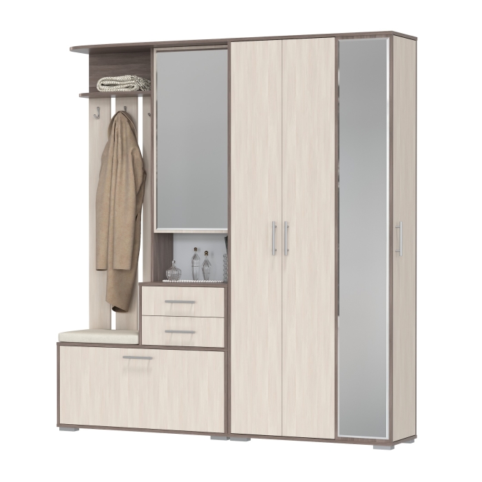 Прихожая Домино 5, цвет бодега тёмный/бодега светлый, ШхГхВ 188х36х202 см., универсальная сборка