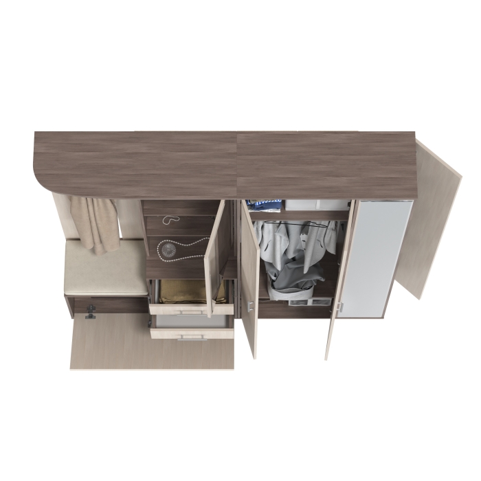 Прихожая Домино 5, цвет бодега тёмный/бодега светлый, ШхГхВ 188х36х202 см., универсальная сборка