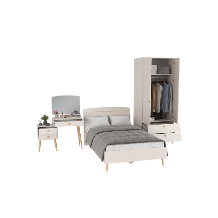 Афина Спальня 03-1200, цвет кашемир серый, сп.м. 1200х2000 мм., б/м, основание есть - фанера