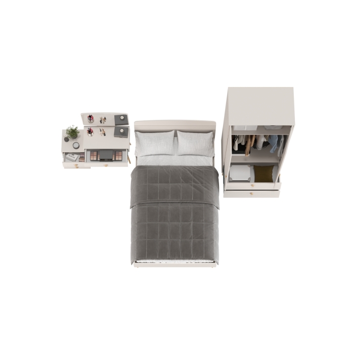 Афина Спальня 03-1200, цвет кашемир серый, сп.м. 1200х2000 мм., б/м, основание есть - фанера