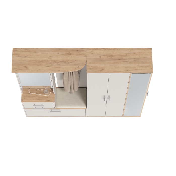 Прихожая Домино 5, цвет дуб крафт золотой/кашемир серый, ШхГхВ 188х36х202 см., универсальная сборка