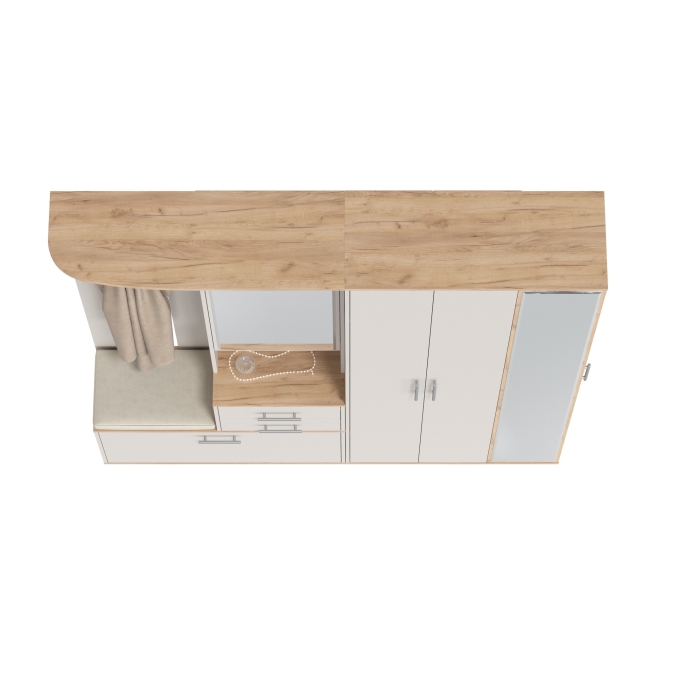 Прихожая Домино 5, цвет дуб крафт золотой/кашемир серый, ШхГхВ 188х36х202 см., универсальная сборка