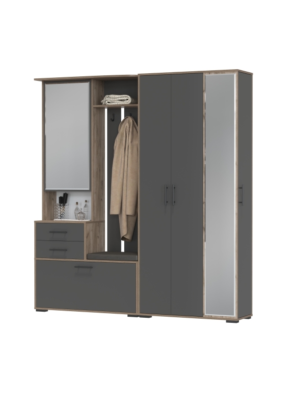 Прихожая Domino 5, цвет дуб крафт табачный/графит