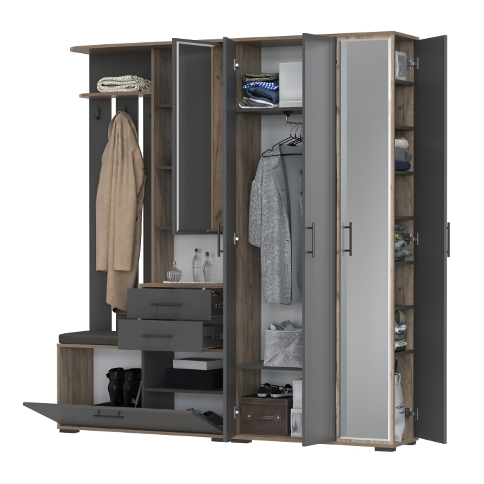 Прихожая Domino 5, цвет дуб крафт табачный/графит