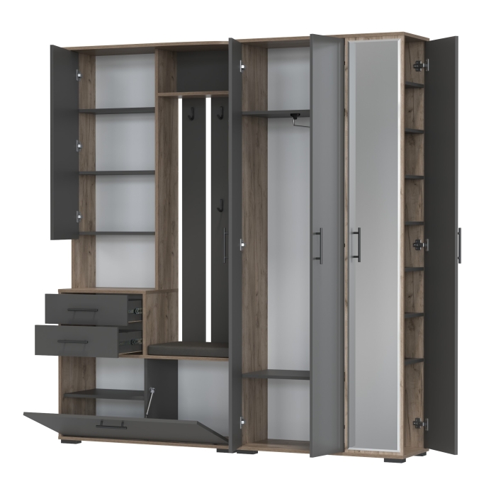 Прихожая Domino 5, цвет дуб крафт табачный/графит