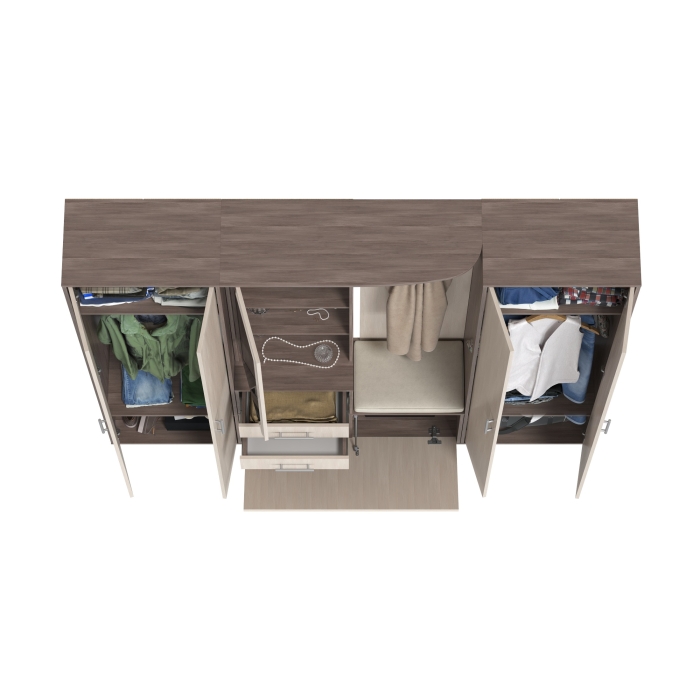 Прихожая Домино 4, цвет бодега тёмный/бодега светлый, ШхГхВ 220х36х202 см., универсальная сборка