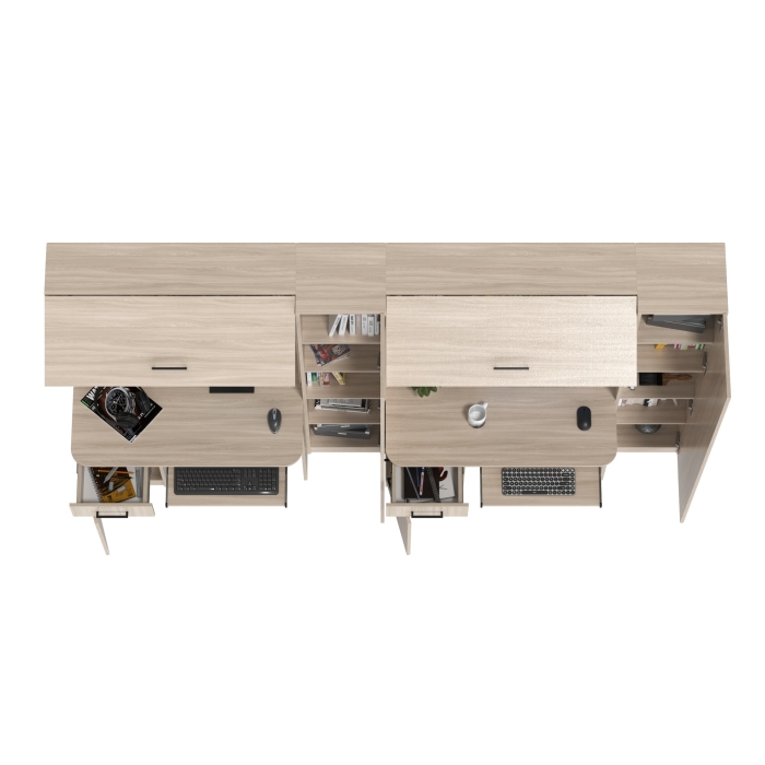 Два стола рабочих 6-0603ТМяс.св Альфа, цвет ясень шимо светлый, ШхГхВ 274х61х181 см., универсальная сборка