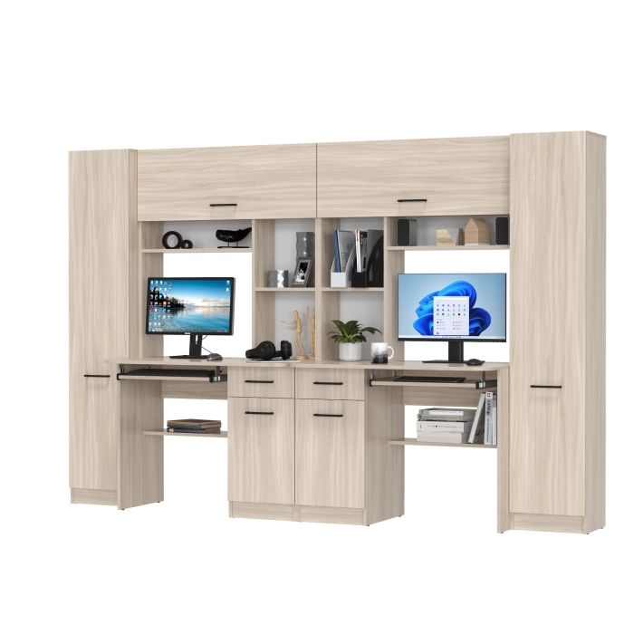 Два стола рабочих 6-0603ТМяс.св Альфа, цвет ясень шимо светлый, ШхГхВ 274х61х181 см., универсальная сборка