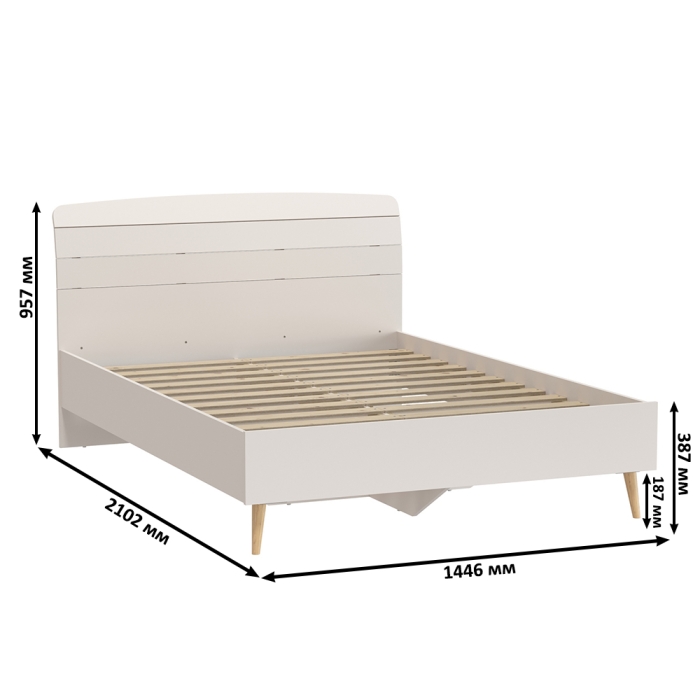 Афина Спальня Кровать 1400 + Комод + Тумба, цвет кашемир серый, ШхГхВ 144,6х210,2х95,7 + 110х45,3х83 + 45х37х45 см., 1400х2000 мм., б/м, осн. есть