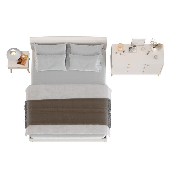 Афина Спальня Кровать 1600 + Комод + Тумба, цвет кашемир серый, ШхГхВ 164,6х210,2х95,6 + 110х45,3х83 + 45х37х45 см., 1600х2000 мм., б/м, осн. есть