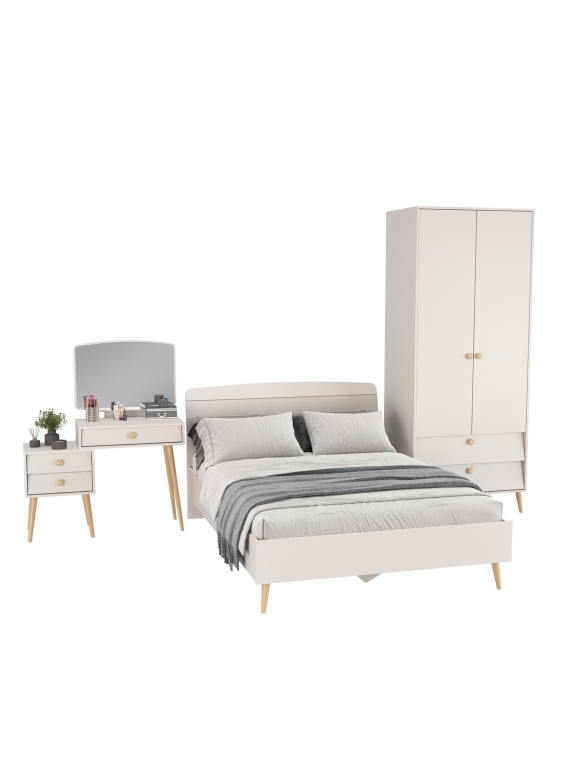 Афина Спальня 03-1400, цвет кашемир серый, сп.м. 1400х2000 мм., б/м, основание есть - фанера