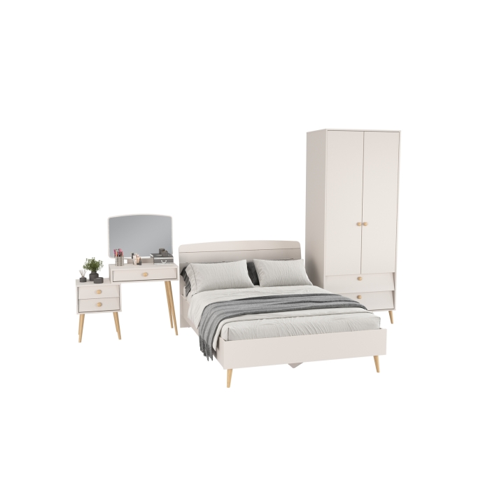 Афина Спальня 03-1400, цвет кашемир серый, сп.м. 1400х2000 мм., б/м, основание есть - фанера