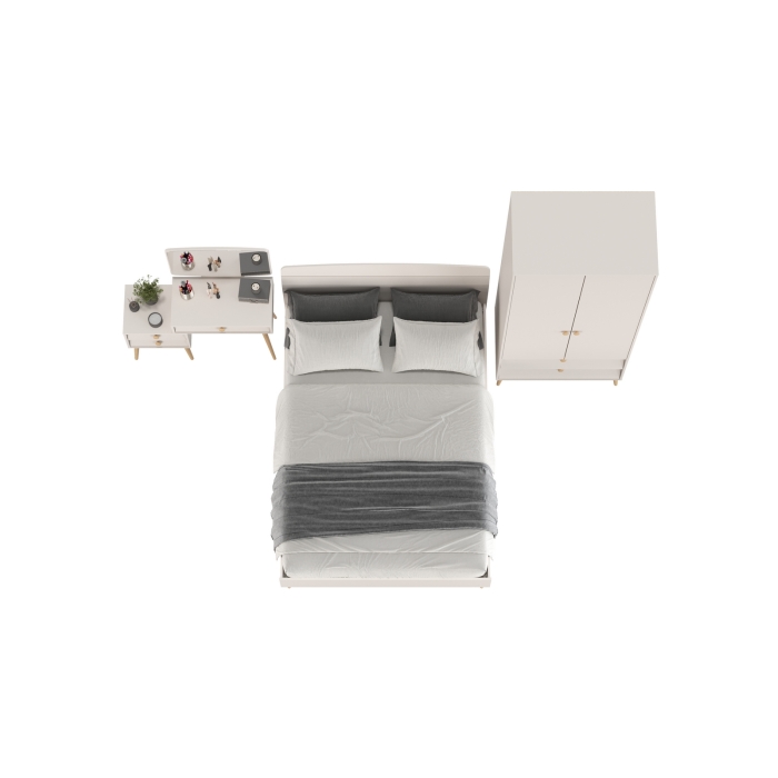 Афина Спальня 03-1400, цвет кашемир серый, сп.м. 1400х2000 мм., б/м, основание есть - фанера