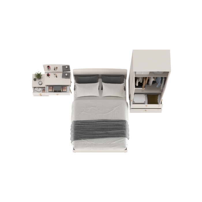 Афина Спальня 03-1400, цвет кашемир серый, сп.м. 1400х2000 мм., б/м, основание есть - фанера