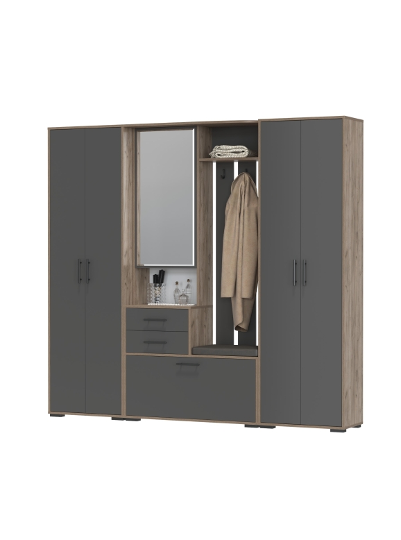 Прихожая Domino 4, цвет дуб крафт табачный/графит