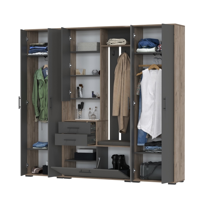 Прихожая Domino 4, цвет дуб крафт табачный/графит