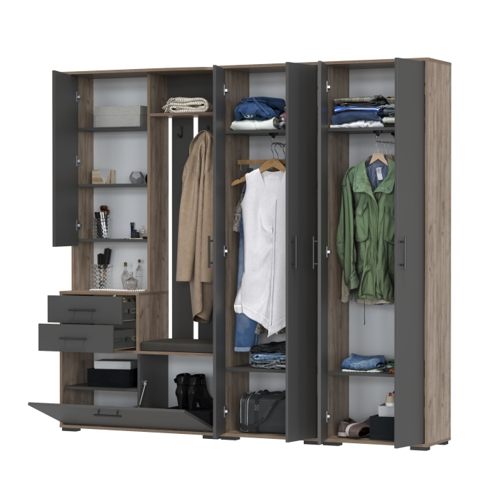 Прихожая Domino 4, цвет дуб крафт табачный/графит