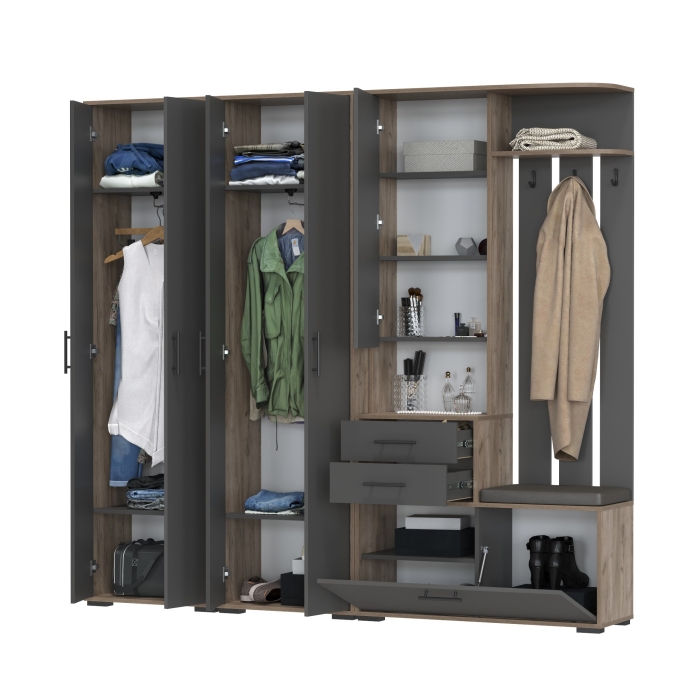 Прихожая Domino 4, цвет дуб крафт табачный/графит