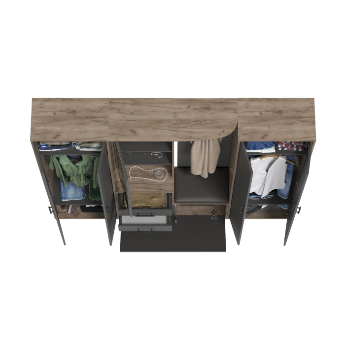 Прихожая Domino 4, цвет дуб крафт табачный/графит