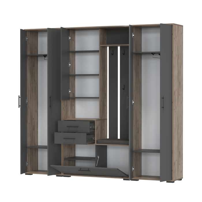 Прихожая Domino 4, цвет дуб крафт табачный/графит