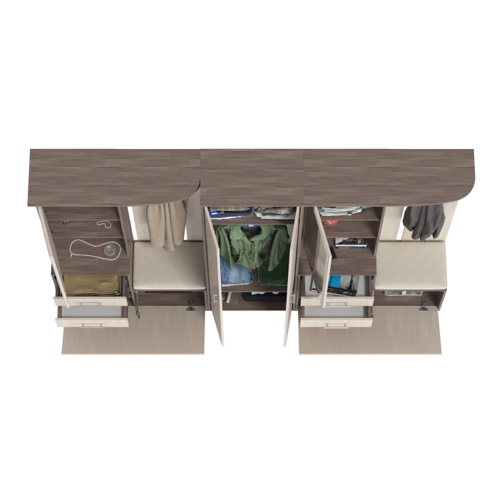 Прихожая Домино 3, цвет бодега тёмный/бодега светлый, ШхГхВ 260х36х202 см., универсальная сборка