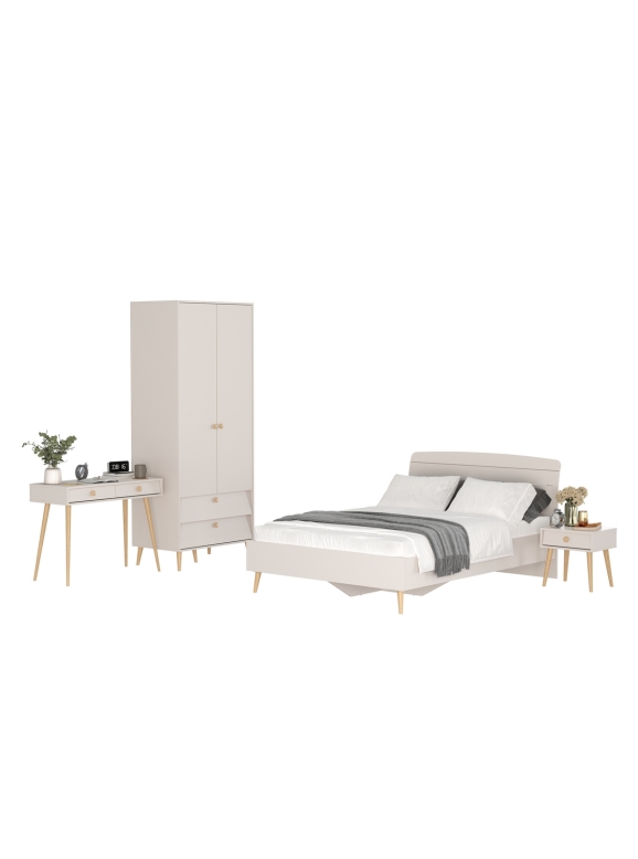 Афина Спальня 26-1400, цвет кашемир серый, сп.м. 1400х2000 мм., б/м, основание есть - фанера