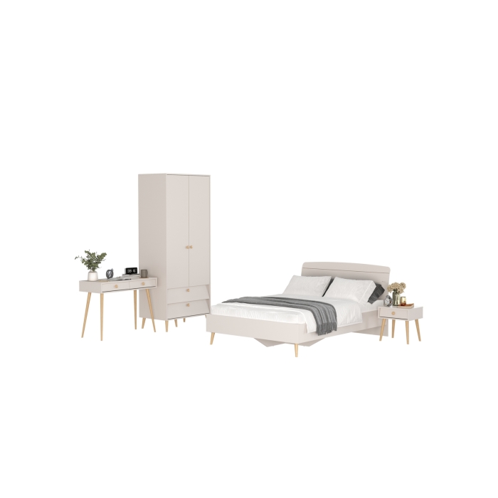 Афина Спальня 26-1400, цвет кашемир серый, сп.м. 1400х2000 мм., б/м, основание есть - фанера