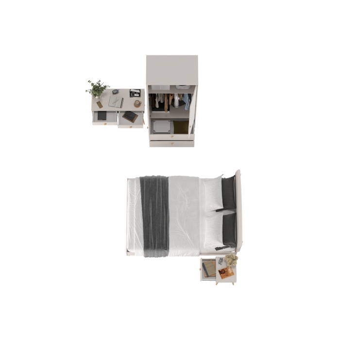 Афина Спальня 26-1400, цвет кашемир серый, сп.м. 1400х2000 мм., б/м, основание есть - фанера