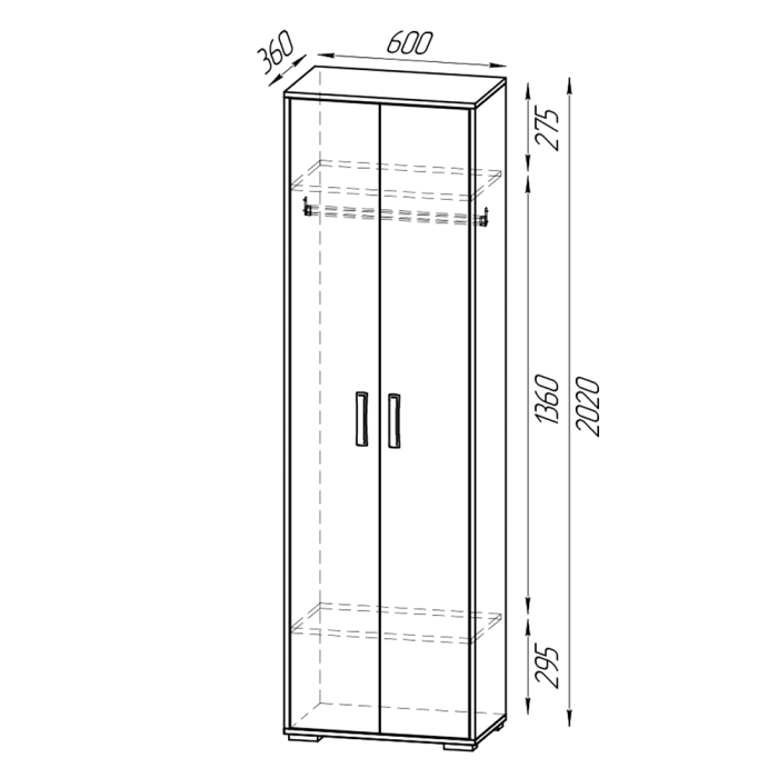 Прихожая Домино 3, цвет дуб крафт золотой/кашемир серый, ШхГхВ 260х36х202 см., универсальная сборка