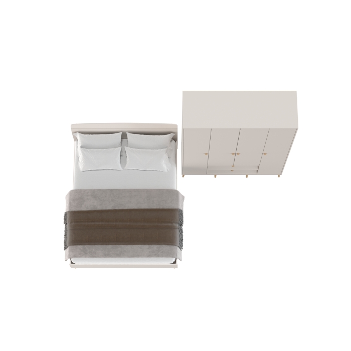 Афина Спальня Кровать 1600 + Шкаф 4-х дверный, цвет кашемир серый, ШхГхВ 164,6х210,2х95,6 + 160х56,3х220 см., сп.м. 1600х2000 мм., б/м, осн. есть