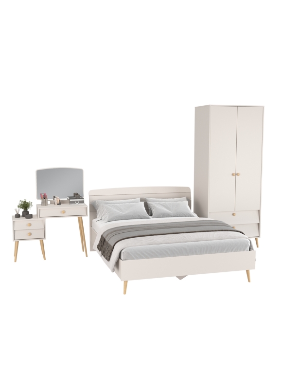 Афина Спальня 03-1600, цвет кашемир серый, сп.м. 1600х2000 мм., б/м, основание есть - фанера