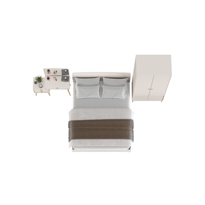 Афина Спальня 03-1600, цвет кашемир серый, сп.м. 1600х2000 мм., б/м, основание есть - фанера