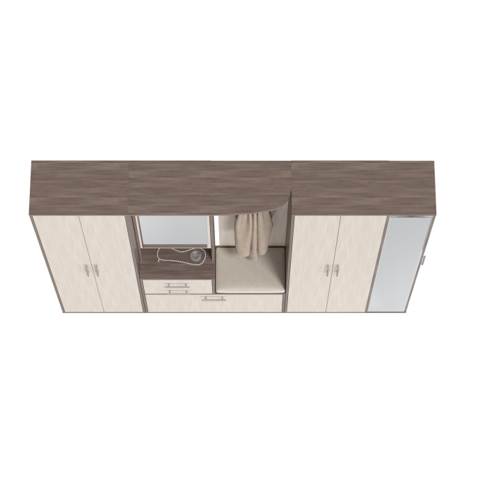 Прихожая Домино 6, цвет бодега тёмный/бодега светлый, ШхГхВ 248х36х202 см., универсальная сборка