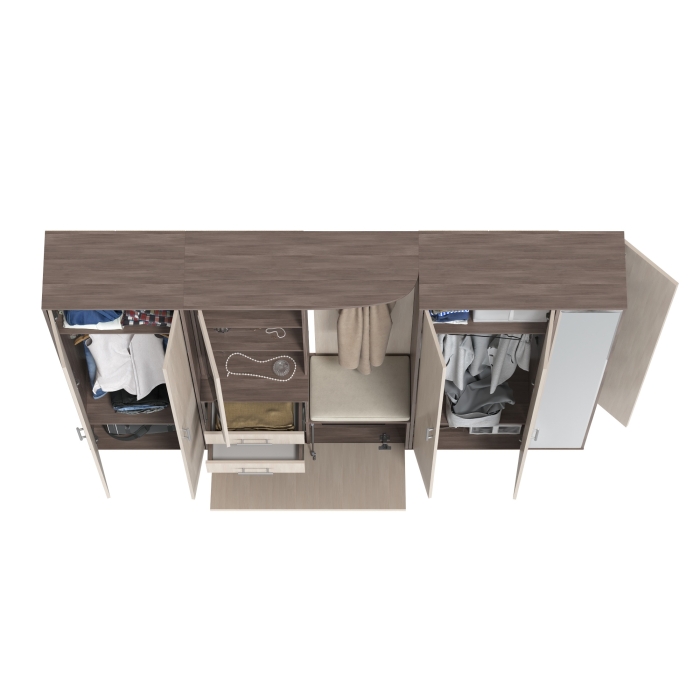 Прихожая Домино 6, цвет бодега тёмный/бодега светлый, ШхГхВ 248х36х202 см., универсальная сборка