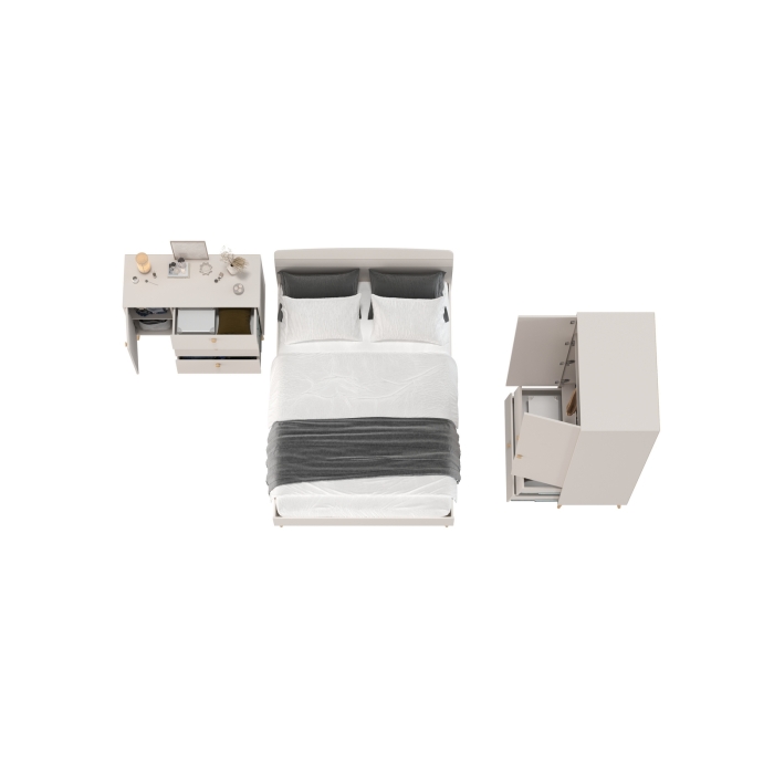 Афина Спальня 04-1400, цвет кашемир серый, сп.м. 1400х2000 мм., б/м, основание есть - фанера