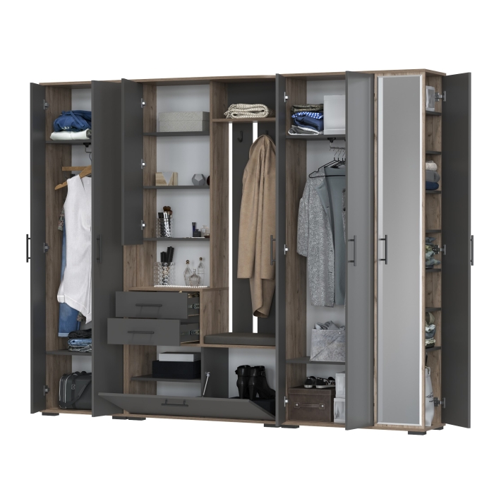 Прихожая Domino 6, цвет дуб крафт табачный/графит