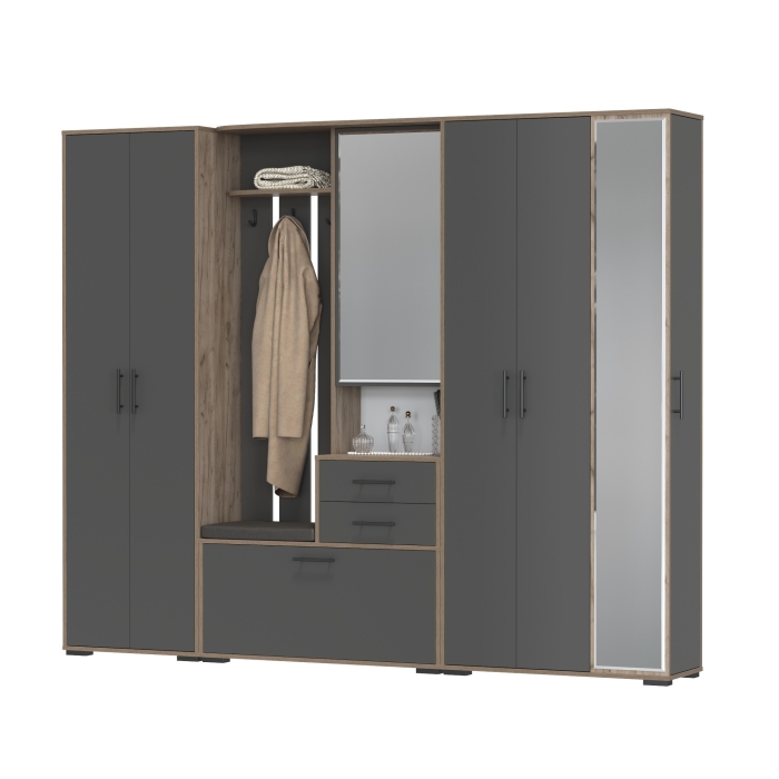 Прихожая Domino 6, цвет дуб крафт табачный/графит