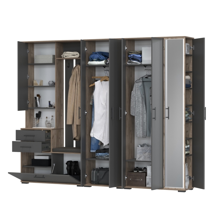 Прихожая Domino 6, цвет дуб крафт табачный/графит