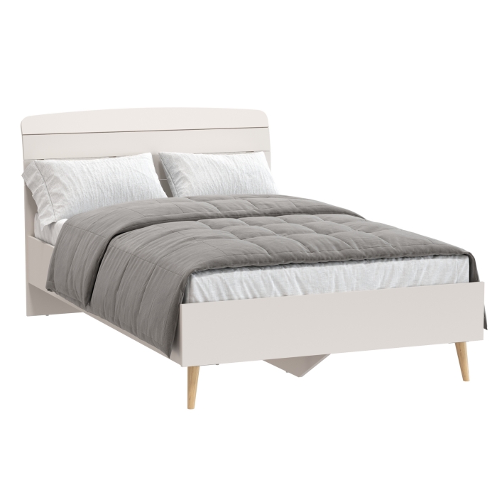 Афина Спальня 4-22905М1к.с. Кровать 1200, цвет кашемир серый, ШхГхВ 123,6х210,2х95,7 см., сп.м. 1200х2000 мм, б/м, основание есть - фанера, ножки: тик