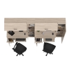 Два стола рабочих 6-0603 Альфа + два кресла 103 чёрных, цвет ясень шимо светлый, ШхГхВ 274х61х181 см., универсальная сборка