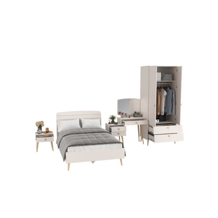 Афина Спальня 22-1200, цвет кашемир серый, сп.м. 1200х2000 мм., б/м, основание есть - фанера